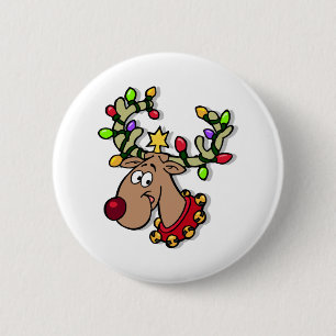 De Lichten van Kerstmis van het rendier Ronde Button 5,7 Cm