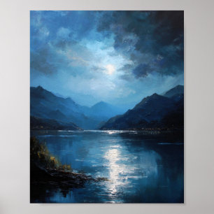 De Lichtgevende Bereik: Een Maneschijn Nocturne Poster