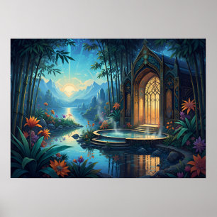 De Lichtgevende Tempel bij de Rivier Poster