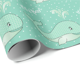 De lichtgroene Walvissen van het Baby Cadeaupapier