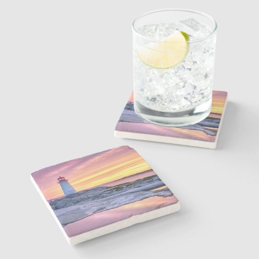 De lichthouder | Peggy's Cove Stenen Onderzetter (Zijkant)