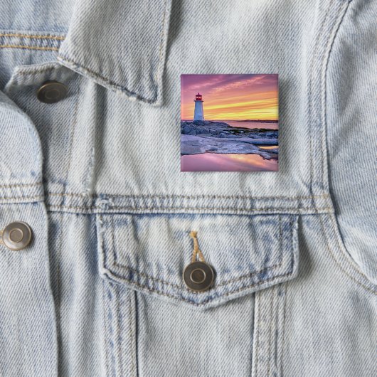 De lichthouder | Peggy's Cove Vierkante Button 5,1 Cm (In situ)