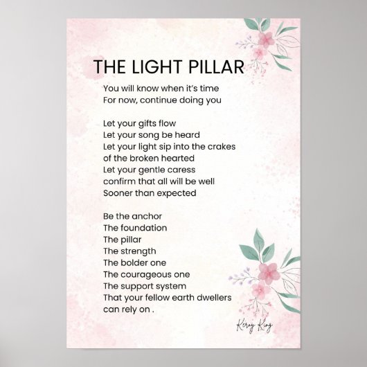 De Lichtpilaar - Ontwakende poëzie Poster (Voorkant)