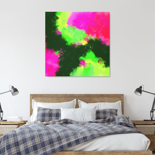 De lichtste kant - Groene Rode-Violet Abstracte Ku Canvas Afdruk (Insitu (Slaapkamer))