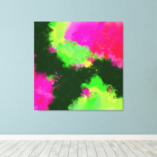 De lichtste kant - Groene Rode-Violet Abstracte Ku Canvas Afdruk (Insitu (Houten vloer))