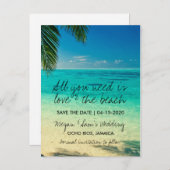 De liefde en de Bestemming van de Beach sparen de  Aankondigingskaart (Voorkant / Achterkant)