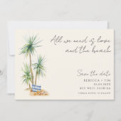 De liefde en het strand huwelijk sparen de Datum Save The Date (Voorkant)