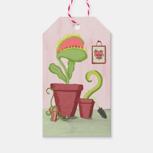 De liefde groeit hier: Kronkelige Kaart Planten Cadeaulabel (Voorkant)