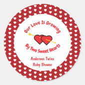 De liefde groeit met twee harten tweeling ronde sticker (Voorkant)