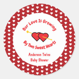 De liefde groeit met twee harten tweeling ronde sticker