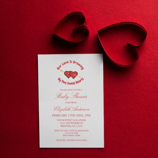 De liefde groeit met twee hartstochten Baby shower Kaart