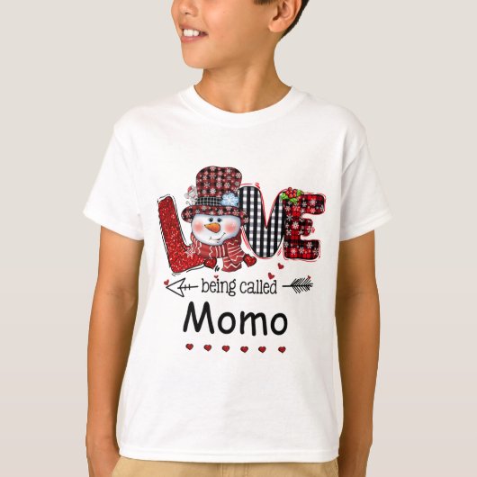 De liefde heet Momo Snowman Kerstmis Red Pset T-shirt (Voorkant)