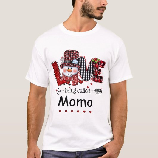 De liefde heet Momo Snowman Kerstmis Red Pset T-shirt (Voorkant)