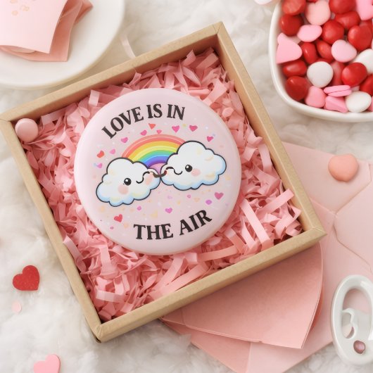 De Liefde in de Lucht Speld — Valentijnsdag  Ronde Button 5,7 Cm