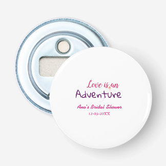 DE LIEFDE IS EEN AVONTUUR ROZE PURPEREN BRUIDSFEes Button Flesopener