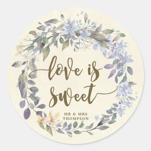 de liefde is een liefje stickers boho blue floral (Voorkant)