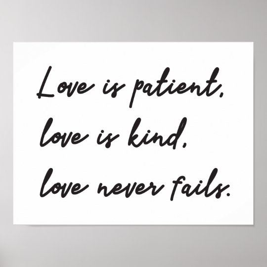 Spiksplinternieuw De liefde is geduldig, is de Liefde vriendelijk Poster | Zazzle.nl UB-12