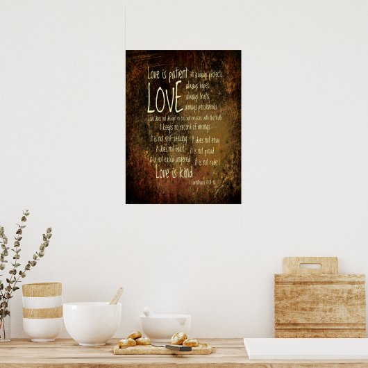 De liefde is geduldig mengsel unframed of framed poster (Keuken)
