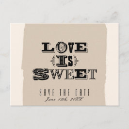 DE LIEFDE IS ZOET Beige Vintage Trouw Save The Dat Aankondigingskaart