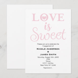 DE LIEFDE IS ZOET Modern Roze & Witte Huwelijksaan Kaart