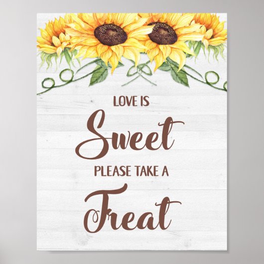 DE LIEFDE IS ZOET, NEEM EEN KADOT Bruidsfeest bord Poster (Voorkant)