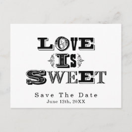 DE LIEFDE IS ZOET Witte Vintage Trouw Save The Dat Aankondigingskaart