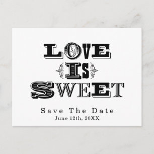 DE LIEFDE IS ZOET Witte Vintage Trouw Save The Dat Aankondigingskaart