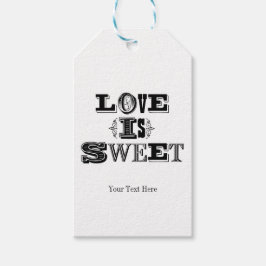 DE LIEFDE IS ZOET Zwart & Wit Vintage Trouwgunst Cadeaulabel