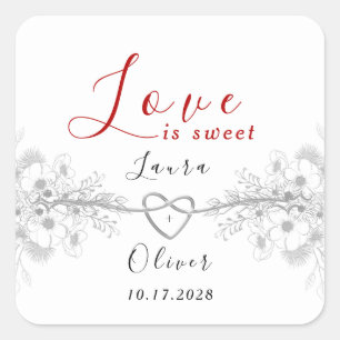 De liefde is zoete huwelijksgunst vierkante sticker