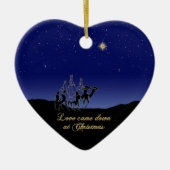 De liefde kwam naar beneden bij kerstversiering keramisch ornament (Voorkant)