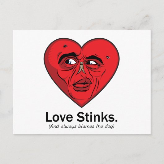 De liefde stinkt briefkaart (Voorkant)