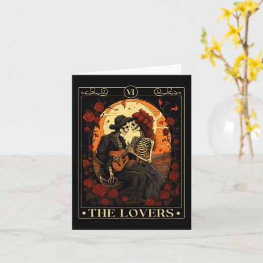 De Liefde Tarotkaart Skelet Valentijnsdag Gotische Kaart (Gele Bloem)