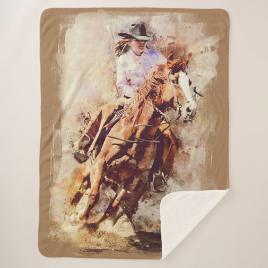 De liefde tussen een vrouw en haar paard sherpa deken (Voorkant)