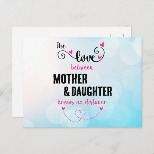 De liefde tussen moeder en dochter afstand briefkaart (Voorkant / Achterkant)