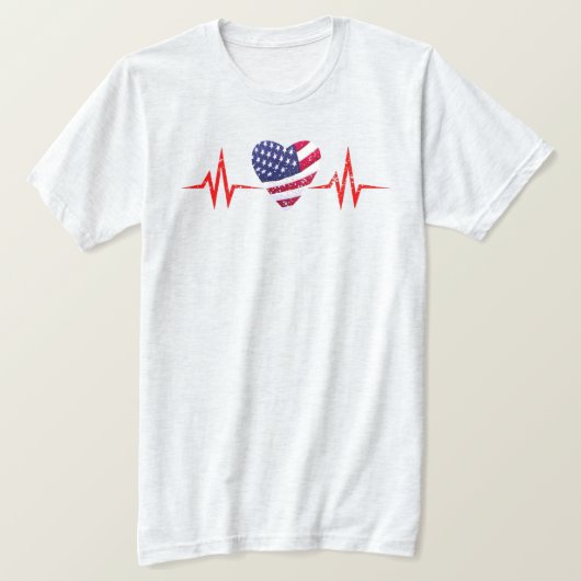 De liefde van Amerika in elke hartslag. T-shirt (Design voorkant)