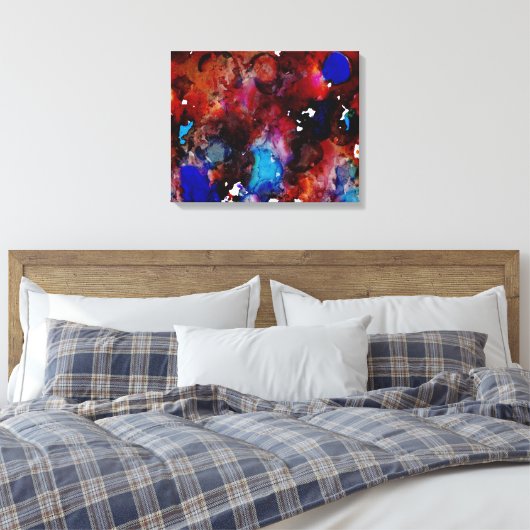 De liefde van de blauwe inkt canvas afdruk (Insitu (Slaapkamer))