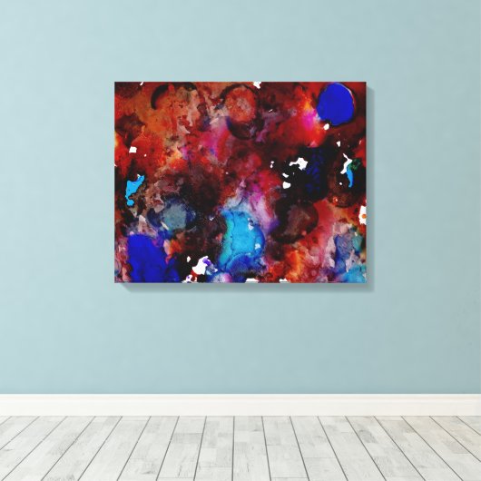 De liefde van de blauwe inkt canvas afdruk (Insitu (Houten vloer))