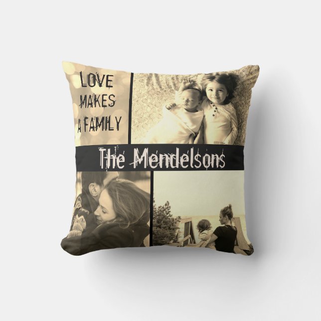 De liefde van de douane maakt een familiefoillage kussen (Voorkant)