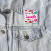 De Liefde van de vrede & alles Girly Vierkante Button 5,1 Cm (In situ)