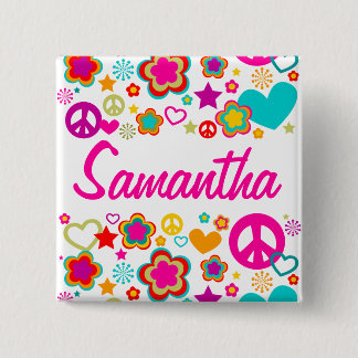 De Liefde van de vrede & alles Girly Vierkante Button 5,1 Cm