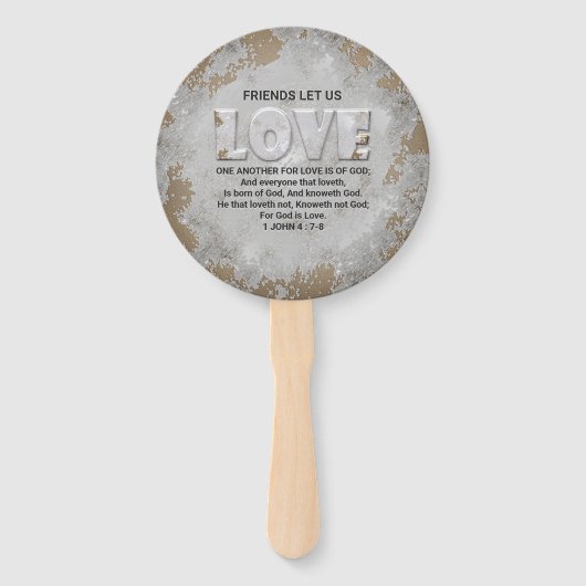 De liefde van Één andere Manuscript Verse 1 John 4 Handwaaier (Voorkant)