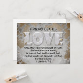 De liefde van Één andere Manuscript Verse 1 John 4 Kaart (Voorkant / Achterkant in situ)