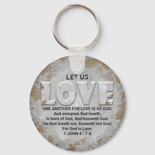 De liefde van Één andere Manuscript Verse 1 John 4 Sleutelhanger (Voorkant)