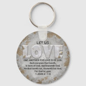 De liefde van Één andere Manuscript Verse 1 John 4 Sleutelhanger (Achterkant)