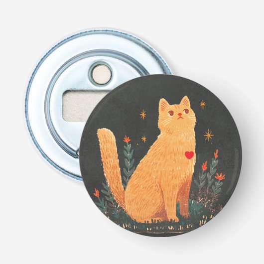 De Liefde van een Kat, een citaat van Charles Dick Button Flesopener (Voorkant)