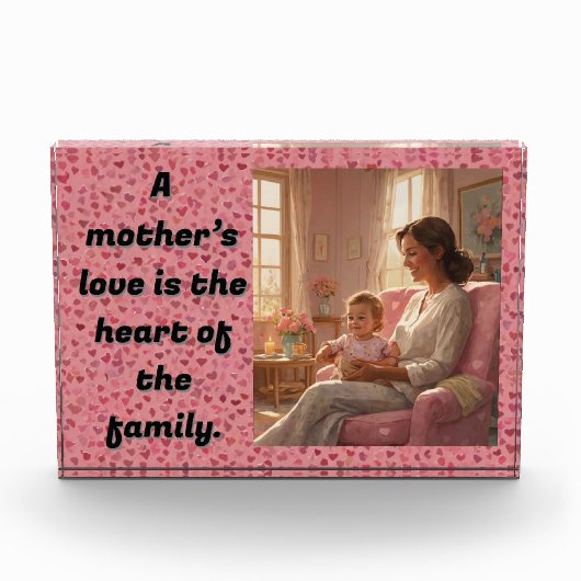 De liefde van een moeder is het hart van het gezin fotoblokken (Voorkant)