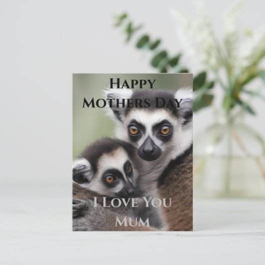 **"De liefde van een moeder: mama en Baby Lemur Kn Briefkaart (Staand voorkant)