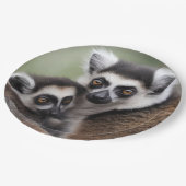 **"De liefde van een moeder: mama en Baby Lemur Kn Papieren Bordje (Gekanteld)