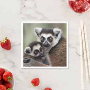 **"De liefde van een moeder: mama en Baby Lemur Kn Servet
