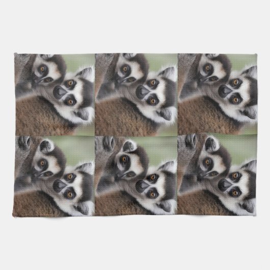 **"De liefde van een moeder: mama en Baby Lemur Kn Theedoek (Horizontaal)